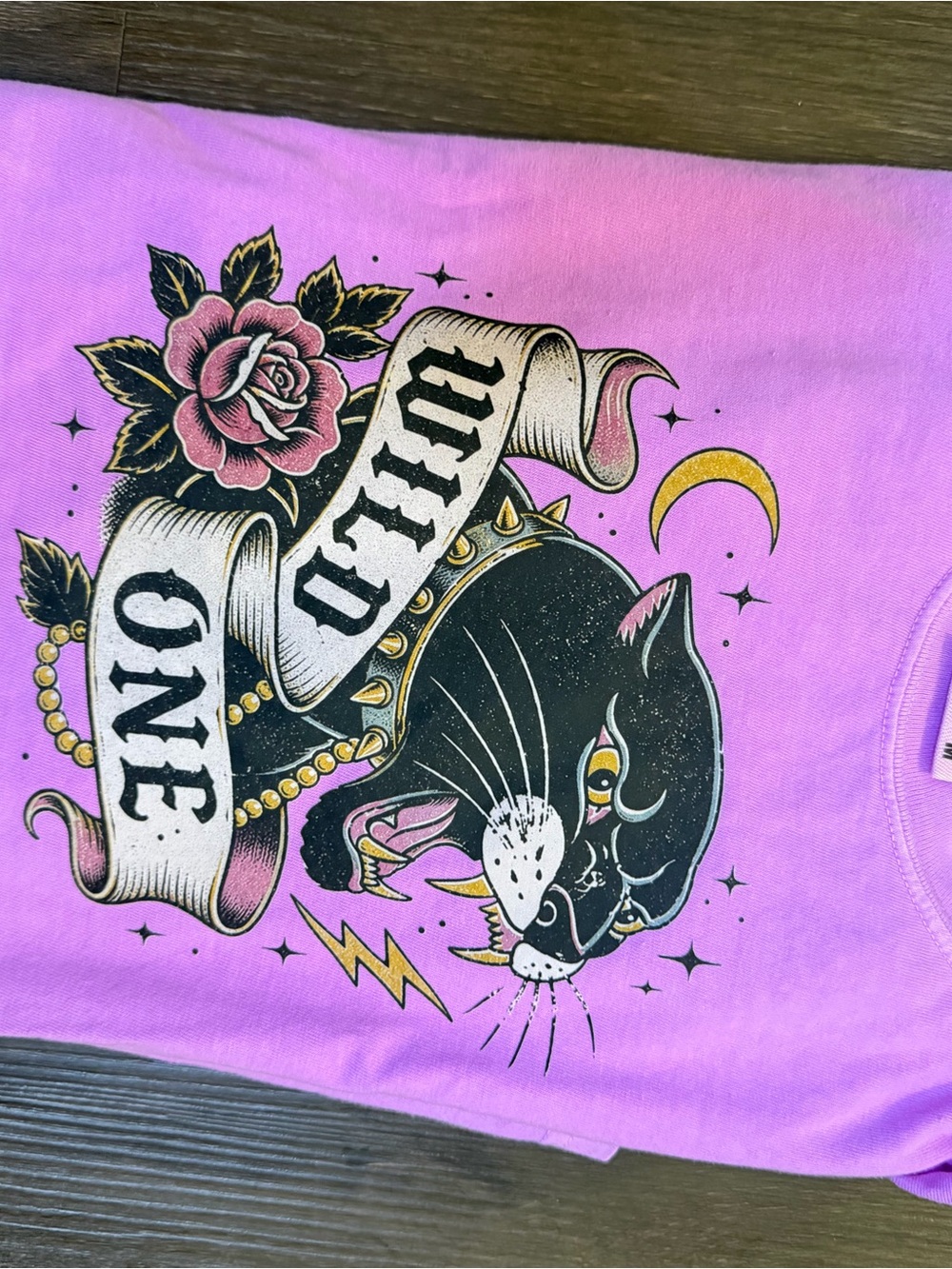 Comfort Colors Purple Graphic Short Sleeve Tee with Black Panther Print